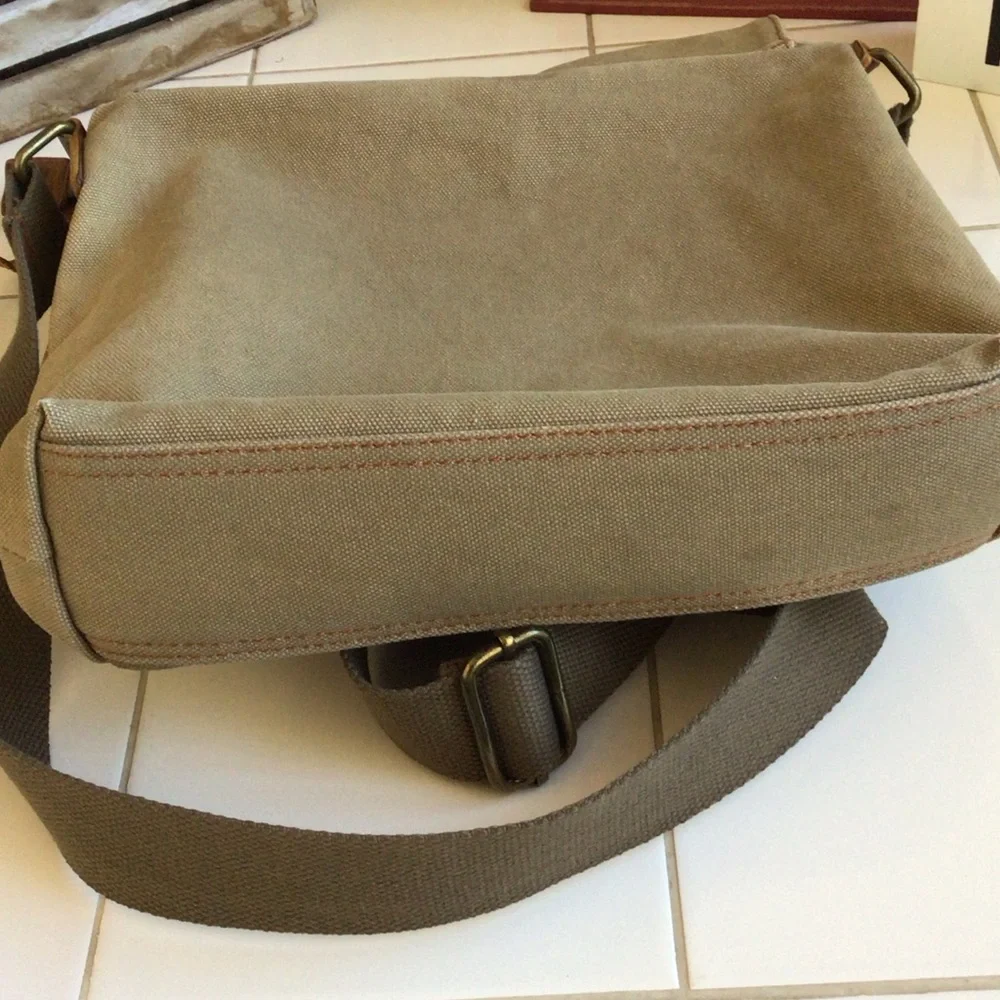 ‘Augur’ Canvas/Genuine Leather Messenger Bag